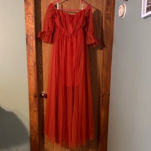 Ever Pretty orange Off-Shoulder Dress
